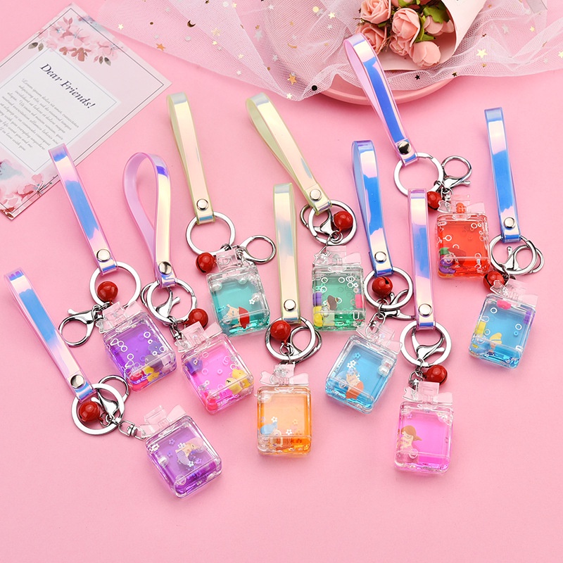 Móc Khóa Acrylic Hình Nàng Tiên Cá Đính Nơ Lấp Lánh