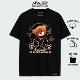Áo phông gấu nâu brown head bear khám phá vũ trụ explore universe mvr nam nữ form rộng vải dầy