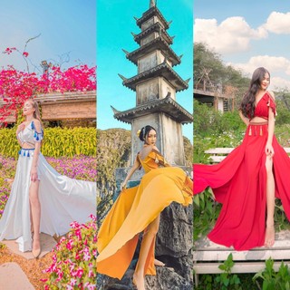 Đầm maxi thiết kế khoét vai phối tua rua quyến rũ kèm video hình thật