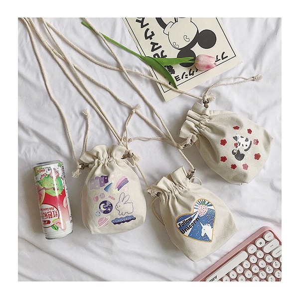 Túi Vải Canvas Đeo Chéo Mini Đựng Tiền Xu Điện Thoại Xinh Xắn Phong Cách Hàn Quốc MTT0265