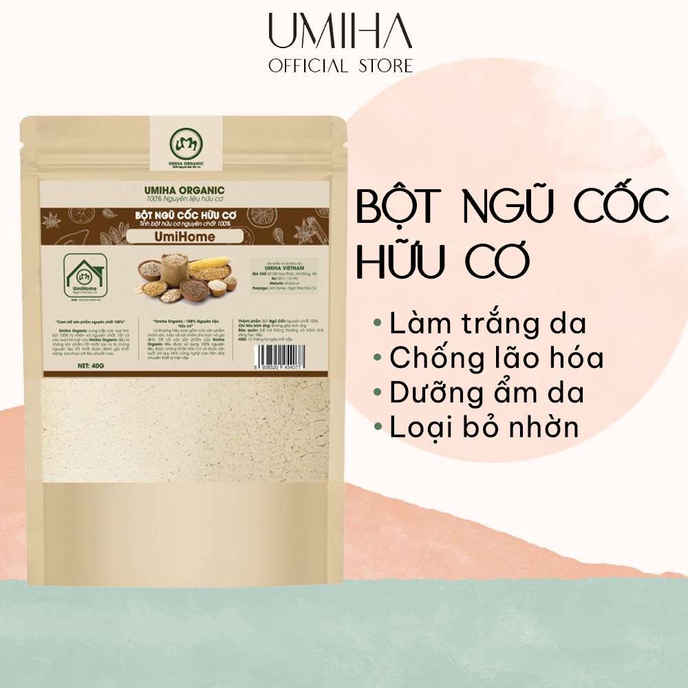 Bột Ngũ Cốc Dưỡng Da Hữu Cơ Umiha Nguyên Chất 40g | Dùng Đắp Mặt Nạ Làm Trắng, Chống Lão Hóa Da Hiệu Quả