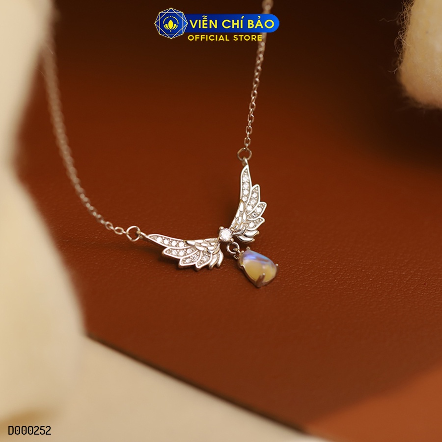 Dây chuyền bạc nữ cánh thiên thần đá mặt trăng chất liệu bạc 925 thời trang phụ kiện trang sức Viễn Chí Bảo D000252