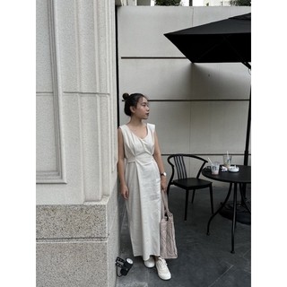 Đầm Linen Midi Cột Eo