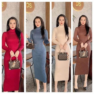 Váy len body cổ lọ dáng dài hàng QCL1