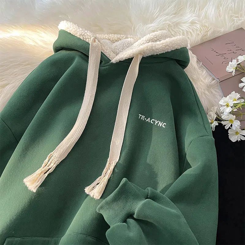 COZOK Áo hoodie COZOK tay dài dáng rộng phong cách thời trang Hàn Quốc
