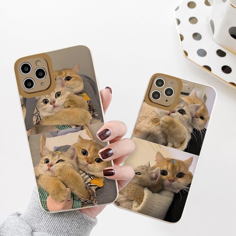 Ốp Lưng iPhone Cạnh Vuông, Bảo Vệ Camera Hình Mèo M03 iP 7Plus,8Plus,x,xs,xsmax,11,11promax,12,12promax,13,13promax