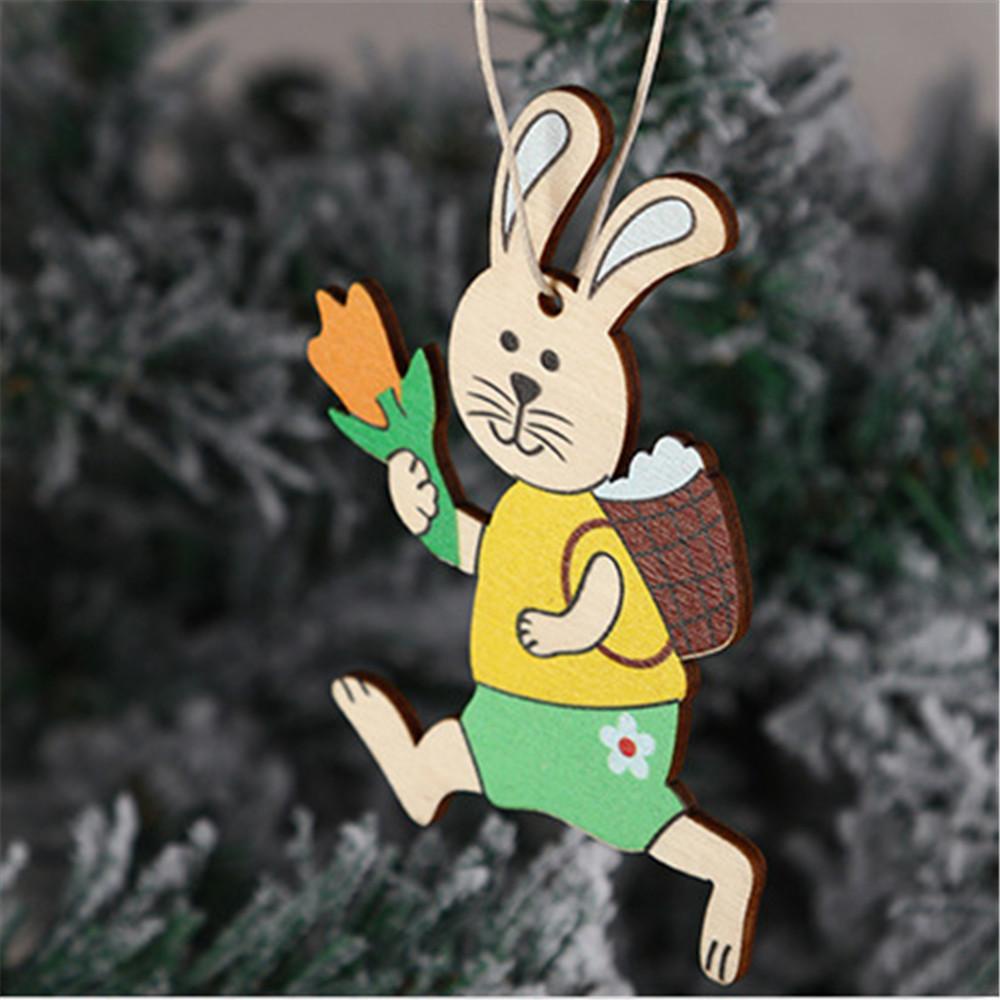 MAG Set 10 Miếng Gỗ Hình Thỏ Phục Sinh Dùng Để Treo Trang Trí