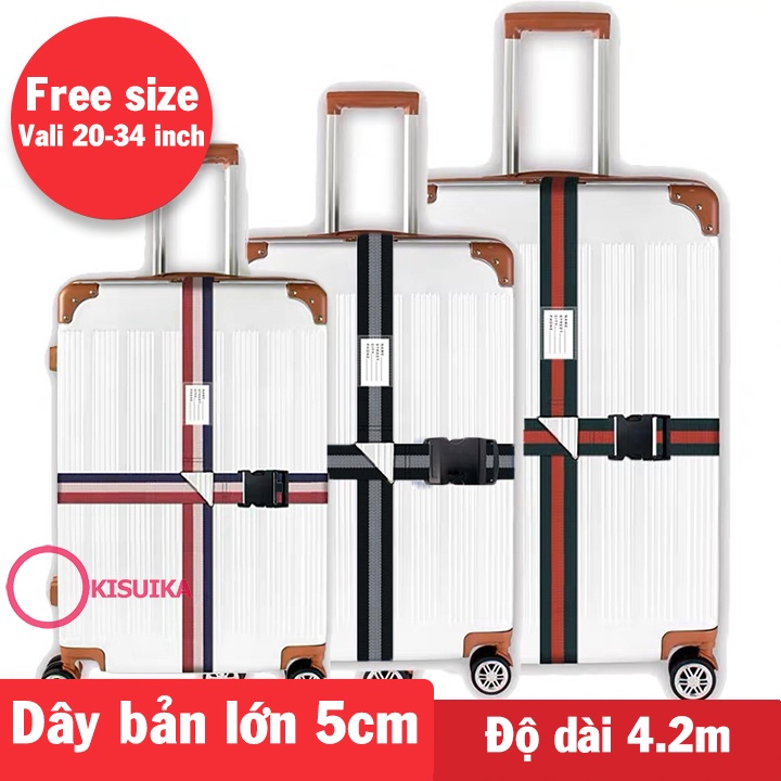 Dây đai ràng vali chữ thập khóa đơn dài 4.2m Free Knight (Có chọn màu)