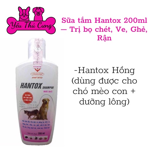 Sữa tắm diệt bọ chét ve rận trên chó mèo Hantox 200ml-YÊU THÚ CƯNG