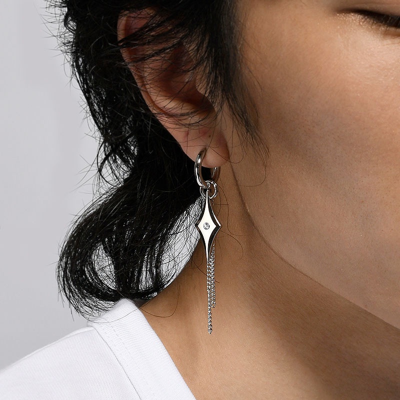 Bông Tai Dạng Kẹp Bằng Thép Titan Đính Đá Zircon Hình Ngôi Sao Đơn Giản Cho Cặp Đôi