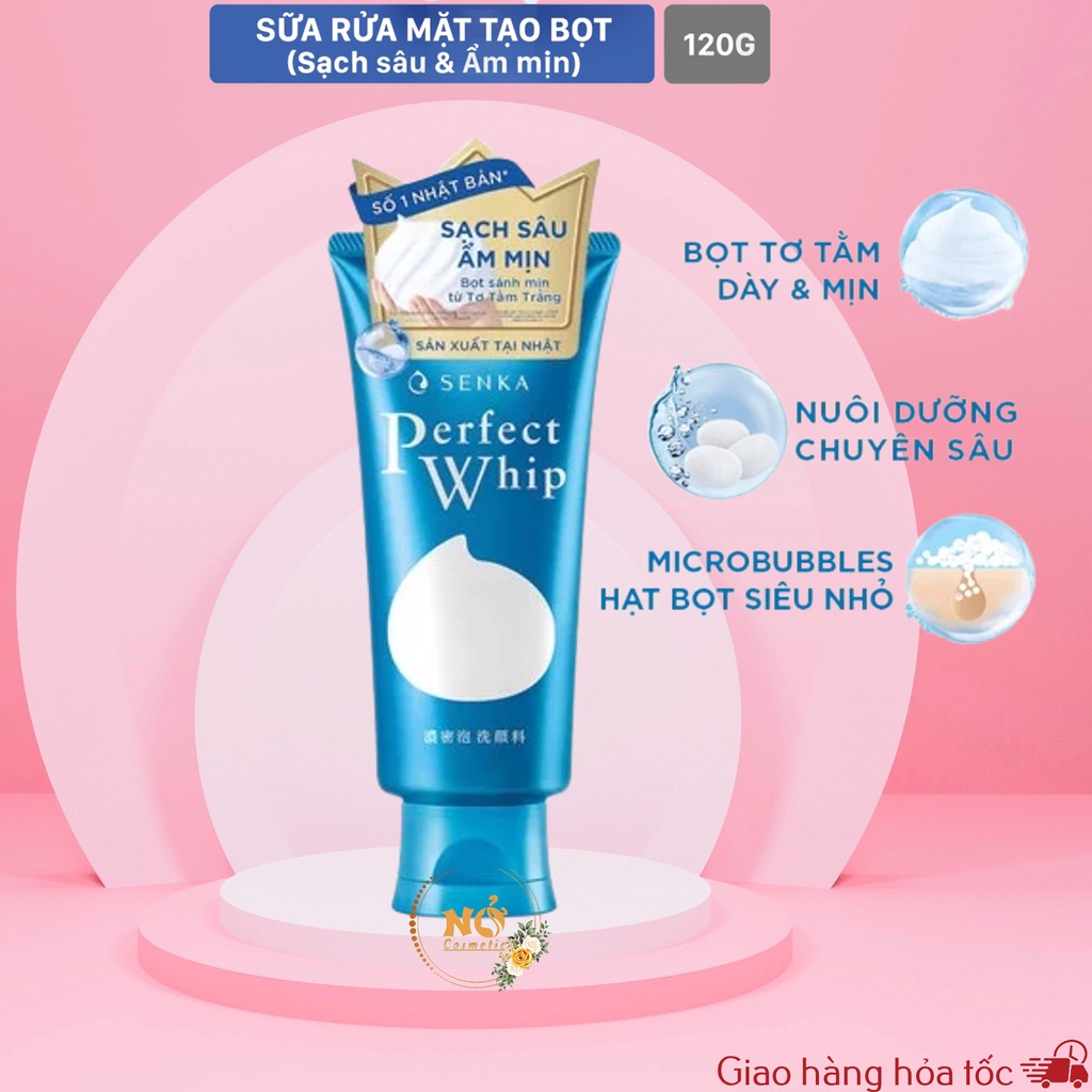 Sữa rửa mặt tạo bọt chiết xuất tơ tằm trắng Senka Perfect Whip 120g