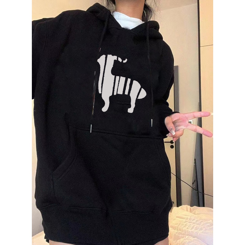 Áo Hoodie Dáng Rộng Dài Vừa In Họa Tiết Đơn Giản Kiểu Hàn Quốc Cho Nữ