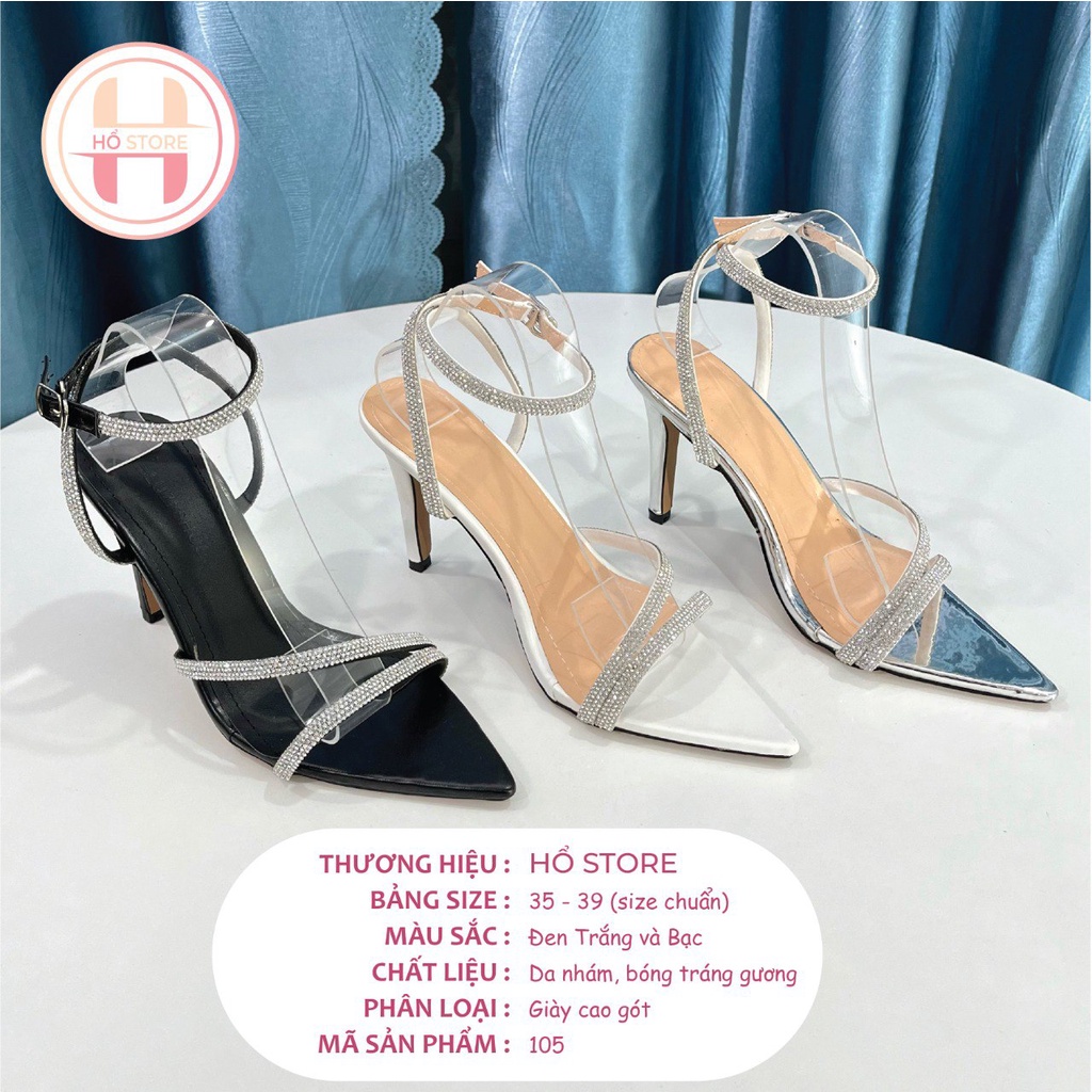 Sandal cao gót 2 quai chéo mũi nhọn, giày cao gót mũi nhọn cao 9p, sandal mũi nhọn 2 quai chéo cao 9p M105