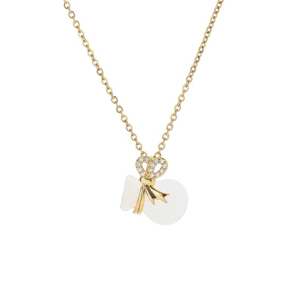 Vòng cổ Mặt Túi Xách May Mắn Đính Đá Ngọc Bích Nhân Tạo Thời Trang