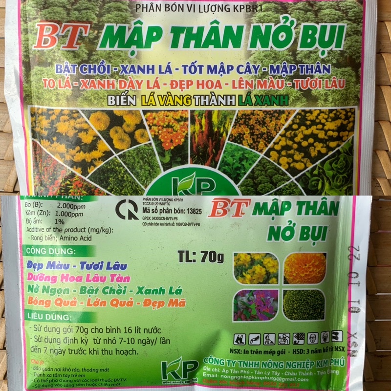 phân bón vi lượng Mập Thân Nở Bụi 70gr dùng cho hoa kiểng biến lá vàng thành lá xanh vtnn Thân Thiện