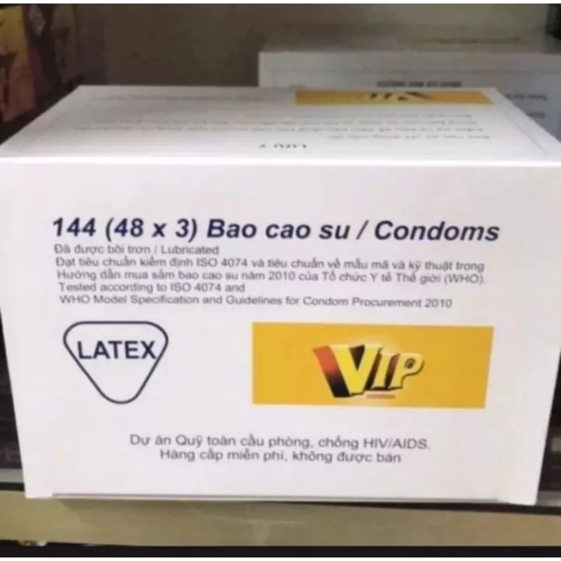 Hộp Bao Cao Su Vip Trắng Giá Rẻ-144 Cái Dùng Cho Gia Đình, nhà nghỉ , khách sạn...