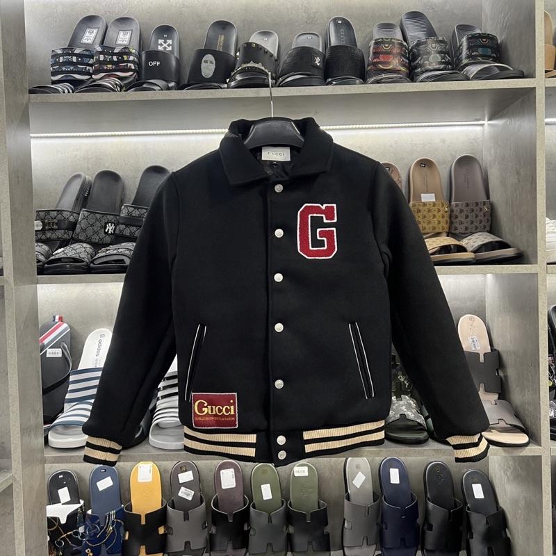 Áo dạ nam gucci cổ bẻ thêu chữ G lót trần bông sc 8121