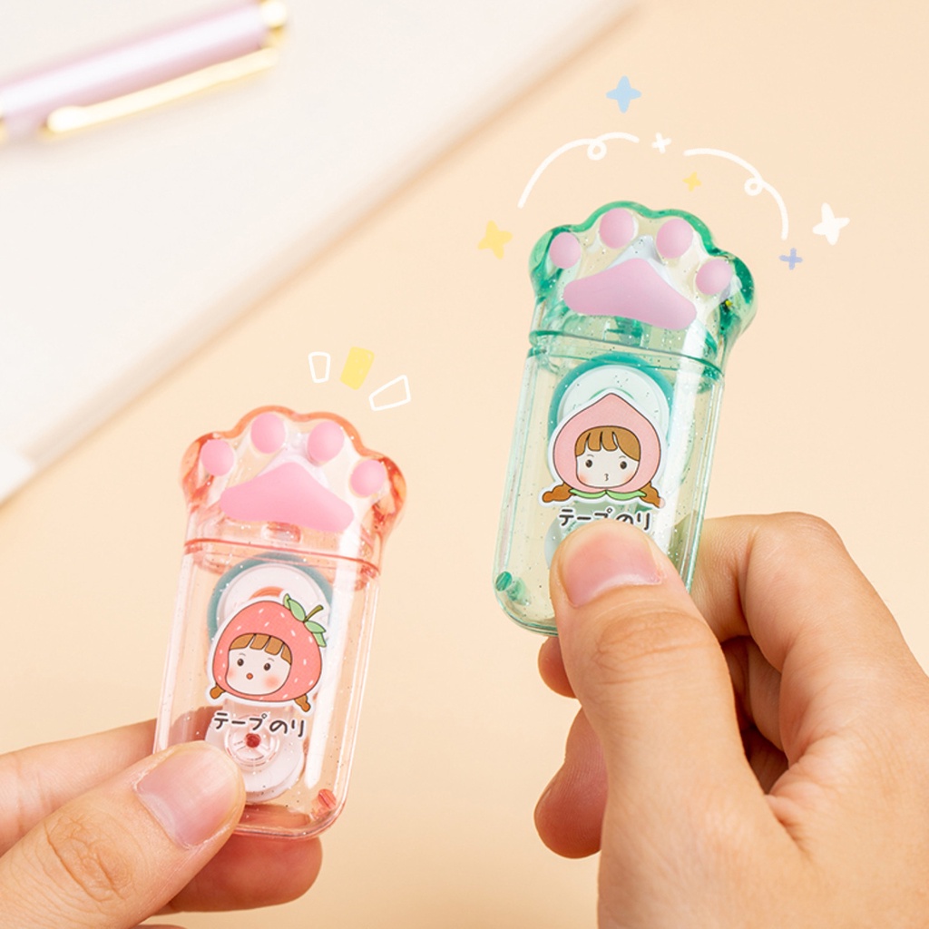 Cuộn Băng Keo Hai Mặt Hình Dấu Chân Mèo Cho Trang Trí Nhật Ký / Trường Học DIY