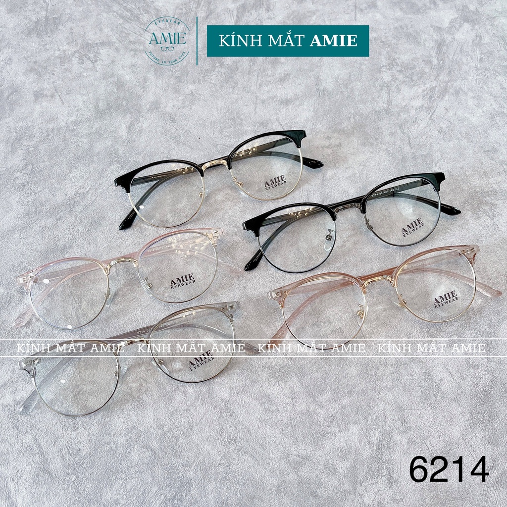 Gọng kính cận nữ AMIE Eyewear mắt kính tròn chất liệu kim loại - nhựa chắc chắn thiết kế thanh mảnh thời trang 6214