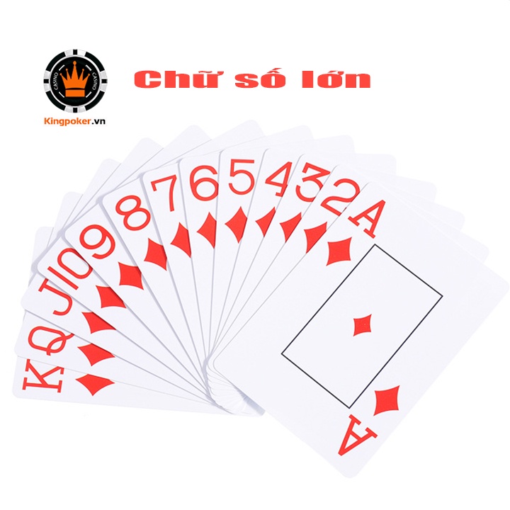Bộ bài poker nhựa chữ số lớn lưng caro chuẩn casino
