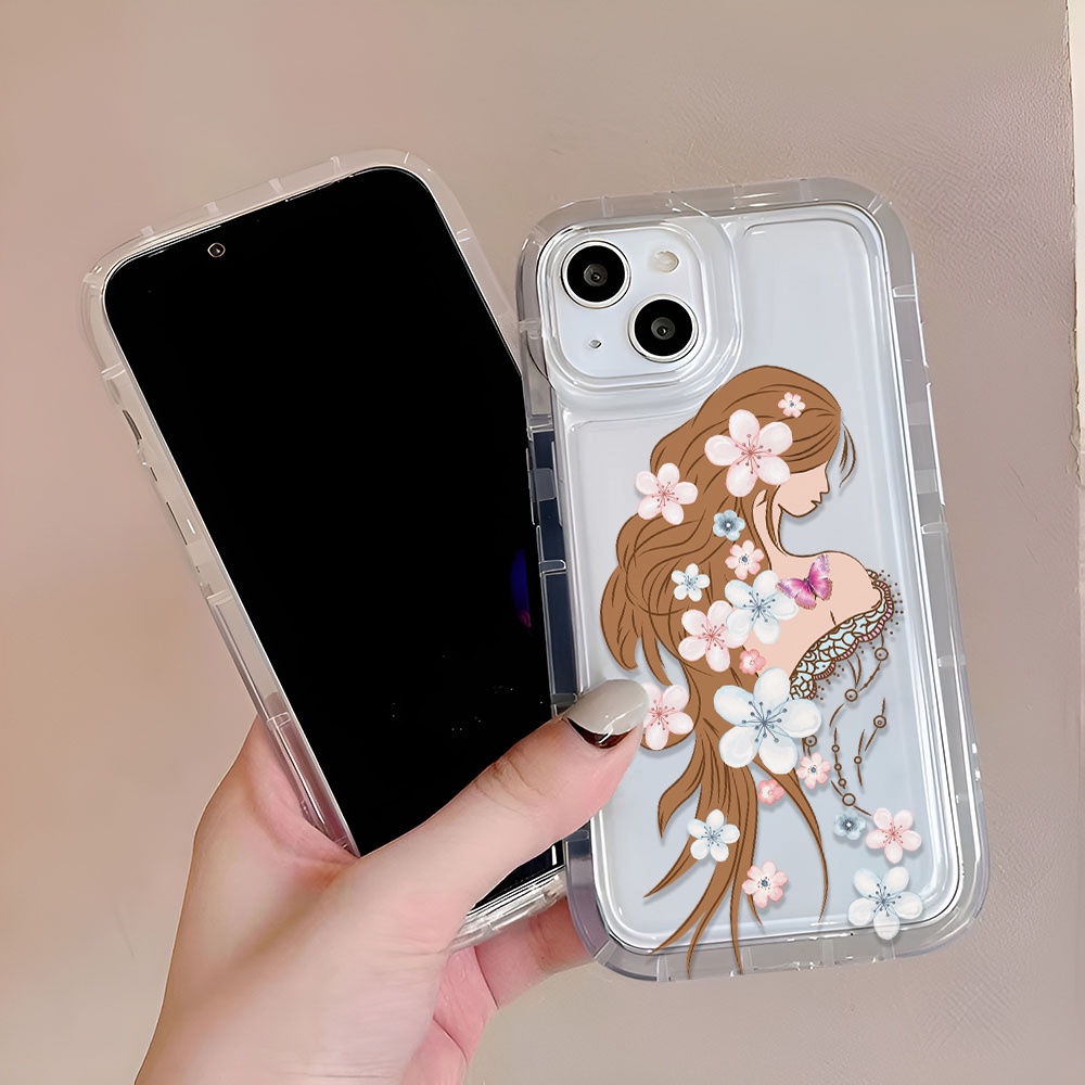 Ốp Điện Thoại In Hình Gấu Và Hoa Cho iphone 14promax 11 13 12 7Plus 6 6s XR X XS Max