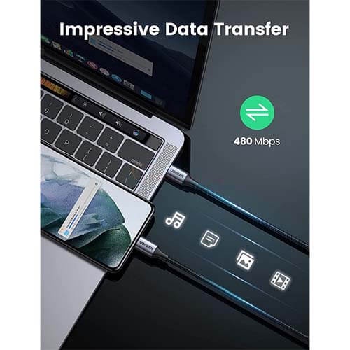 Cáp USB Type-C to USB Type-C Ugreen Cable Aluminum Case with Braided US316 - Hàng chính hãng - Truyền dữ liệu 480Mbps