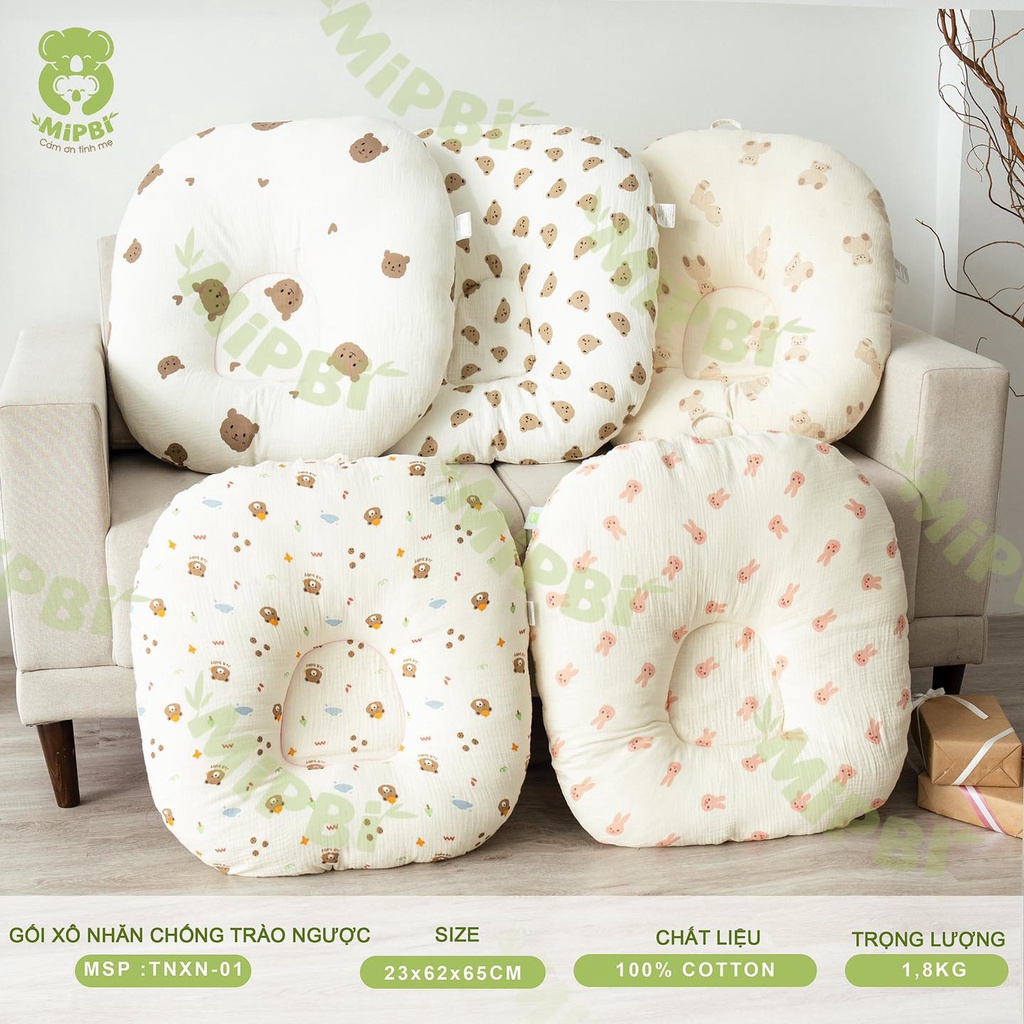 (MIPBI) Gối chống trào ngược xô nhăn cho bé