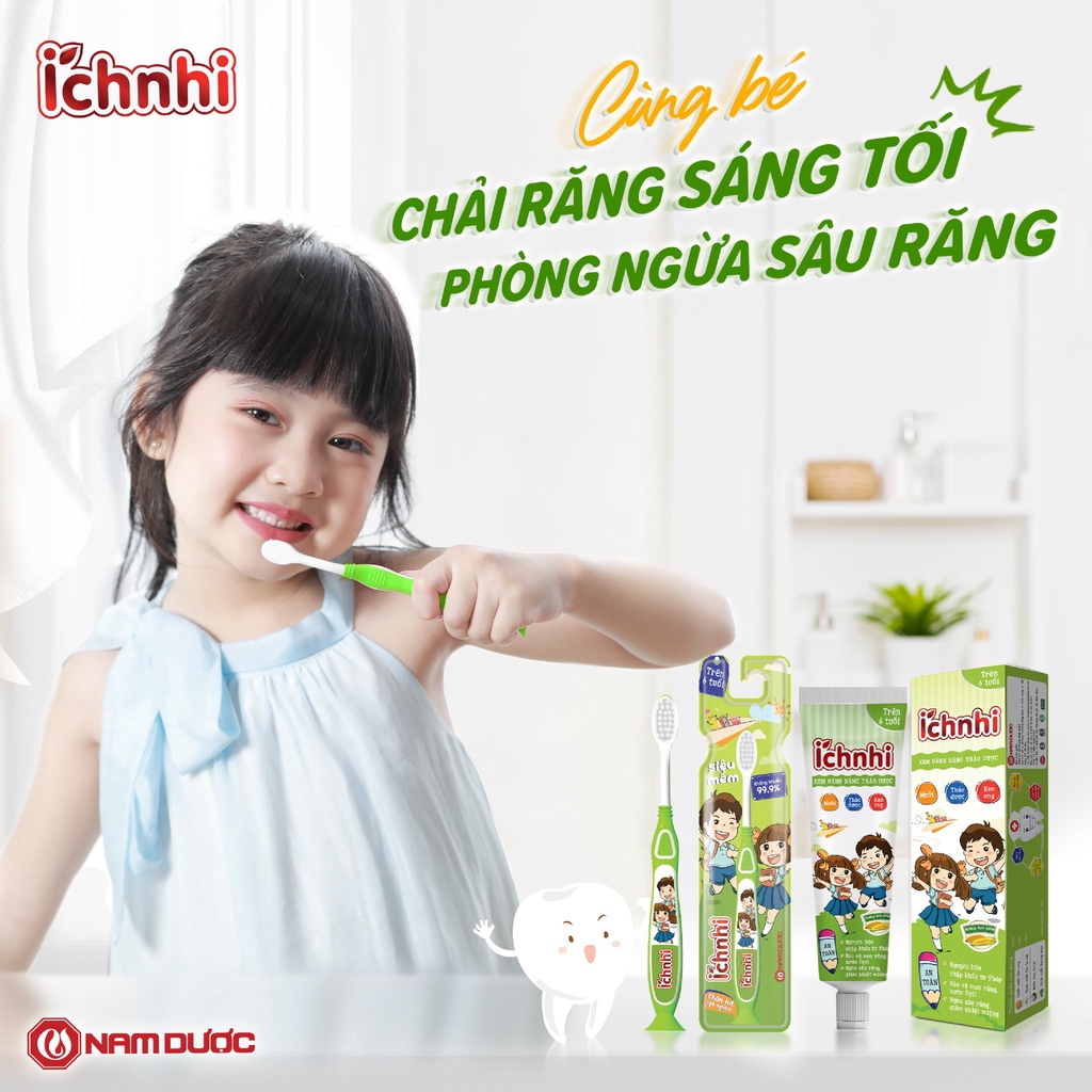 Kem đánh răng thảo dược Ích Nhi hương dưa gang tuýp 75g cho bé trên 6 tuổi  bảo vệ men răng, nướu, ngừa sâu răng