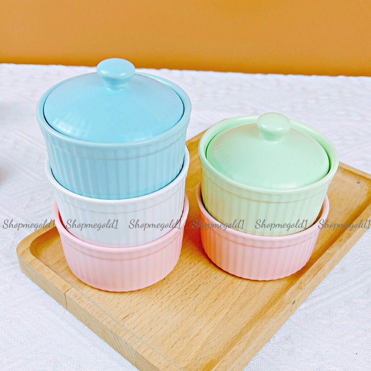 Bát ăn dặm cho bé hình ramenkin có nắp dễ thương, Bát sứ ăn dặm có nắp cho bé dung tích 125ml đồ dùng ăn dặm cho bé