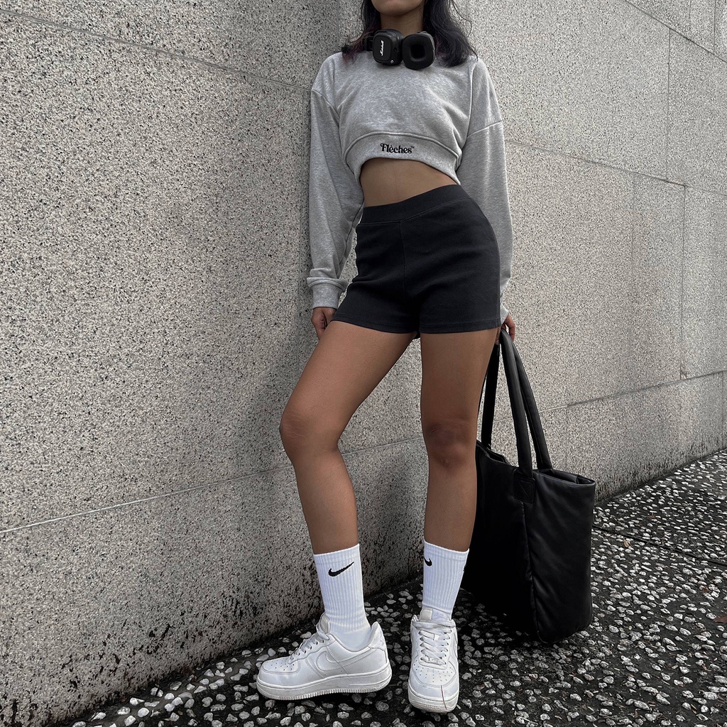 Áo thun croptop dài tay chất cua CROP SWEATER - 2 màu