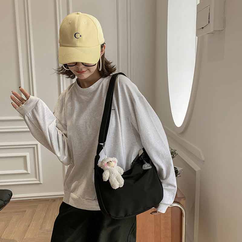 Túi Đeo Chéo Màu Trơn Mềm Mại Phong Cách Harajuku Nhật Bản Cho Nữ