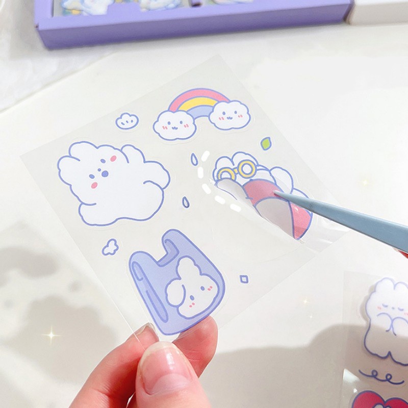 Set 20 Miếng Dán Trong Suốt Họa Tiết Hoạt Hình Dễ Thương Chống Thấm Nước Trang Trí Cốc Nước / Văn Phòng / Trường Học