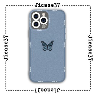 Ốp lưng iphone và samsung xiaomi oppo cạnh vuông Jicase bướm nền xanh 