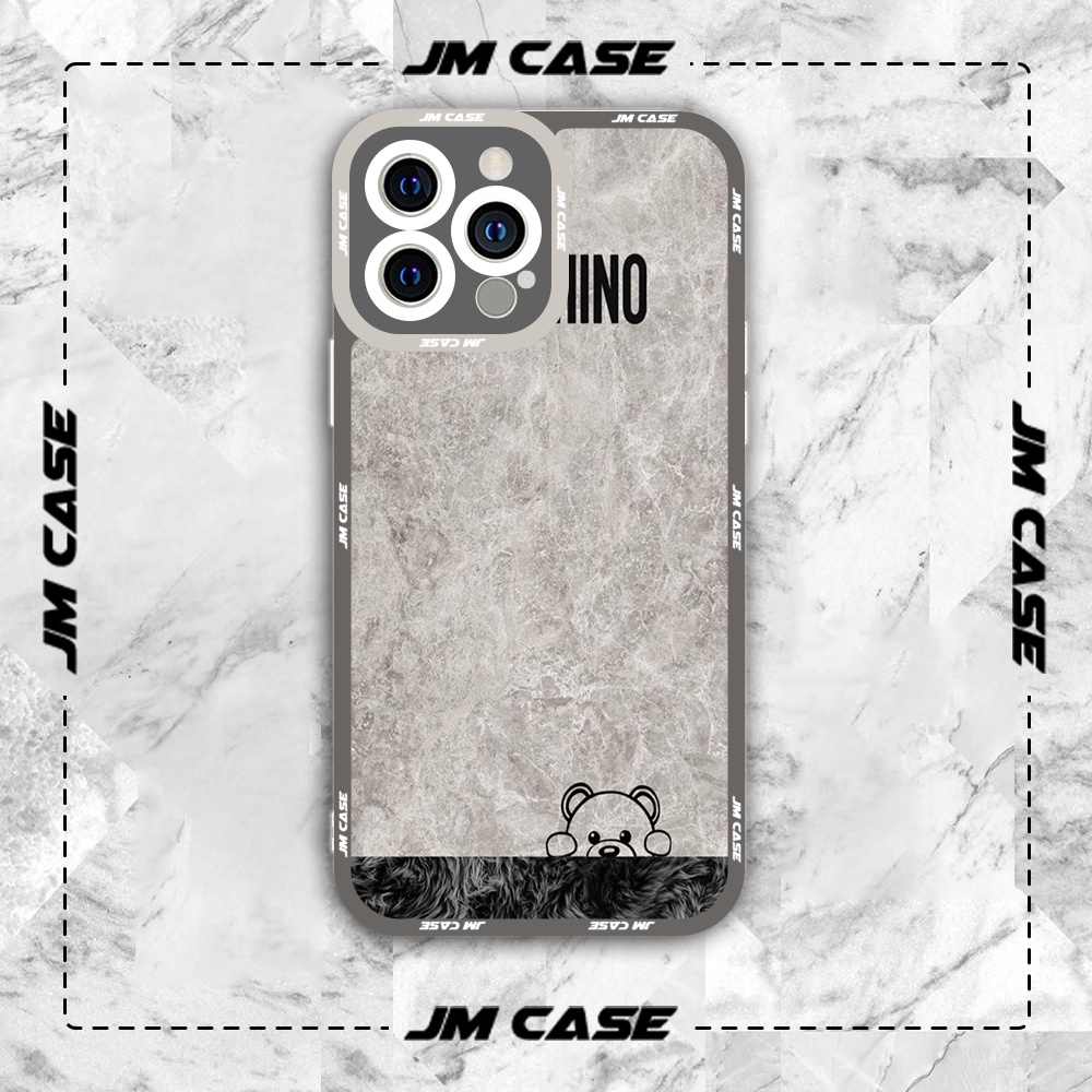 Ốp lưng iphone cạnh vuông JMCase Moschino Fashion Brand Gấu Con /8plus/x/xs/11/12/pro/max/plus/promax