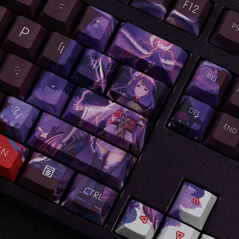 Raiden Shogun Keycaps Cherry Profile Genshin Beelzebul PBT Dye Sub Cơ Keycap
