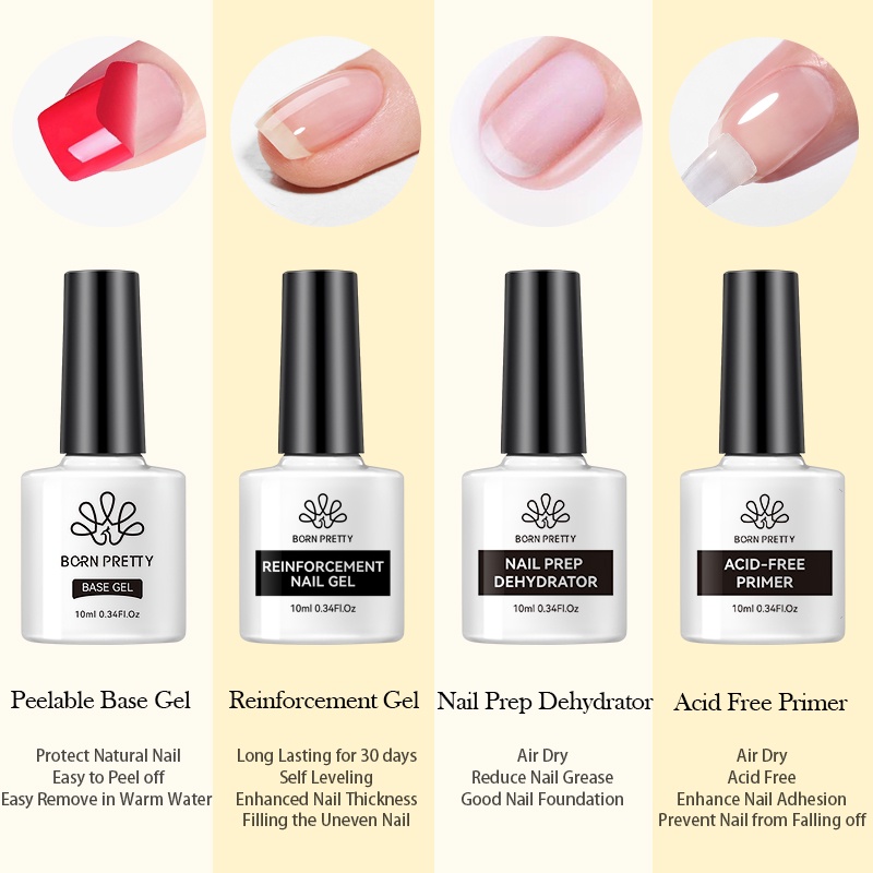 Gel sơn móng tay BORN PRETTY phủ bóng trong suốt 10ml