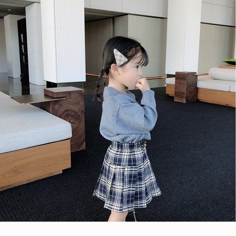 Chân váy xếp ly caro Phong Cách tiểu thư Hàn quốc cho bé chất đẹp có quần kèm trong