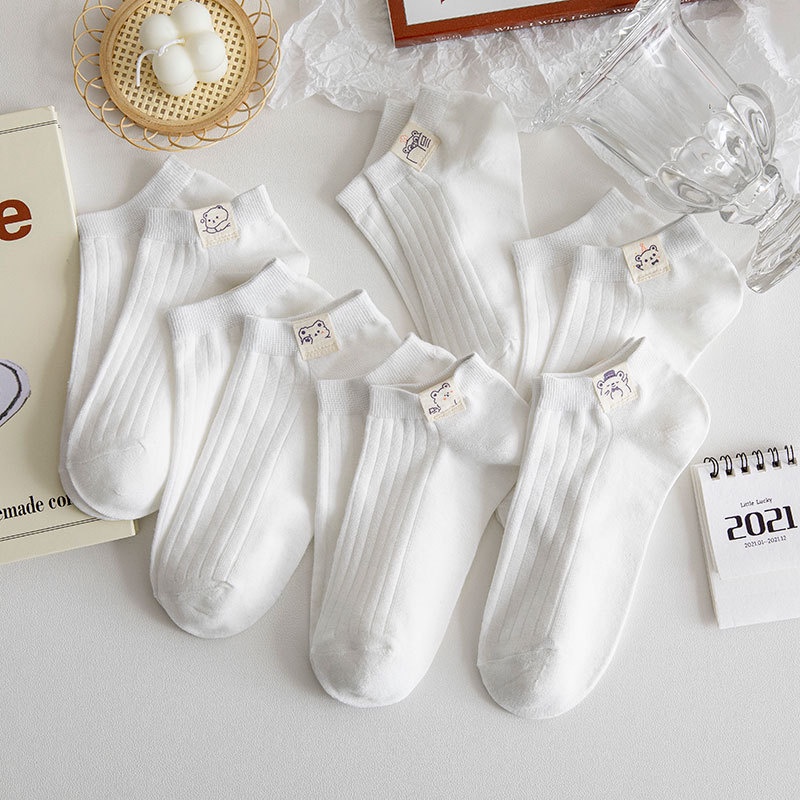 Vớ Trắng Cổ Ngắn Đến Mắt Cá Chân Hình Gấu JP5