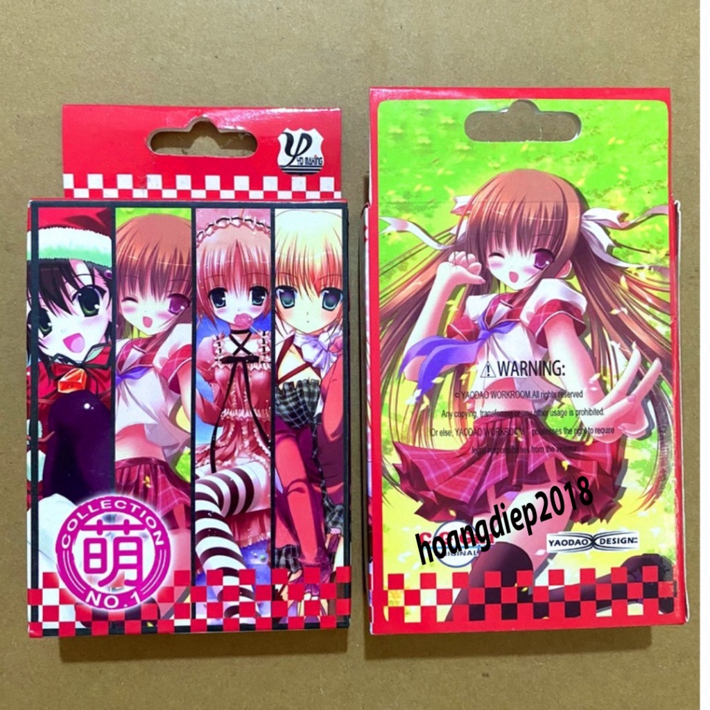 CÔ GÁI red color Bộ thẻ bài in ấn hình 54 lá sự so sánh in ấn hình anime manga độc đáo