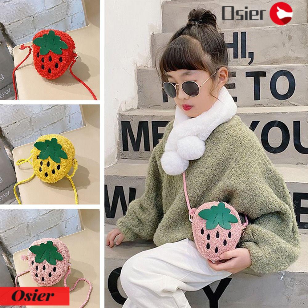 Túi Đeo Chéo Đựng Tiền Xu Hình Quả Dâu Nhồi Bông Nhỏ Xinh Mềm Mại Thời Trang