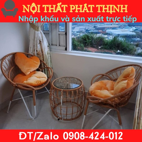 Bàn ghế xích đu treo ban công , cafe sân vườn , decor phòng giả mây