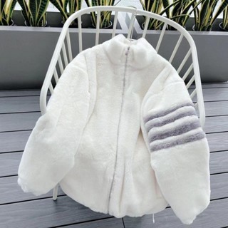  Áo Khoác Lông Cừu 2 Lớp Dày Dặn Phối Kẻ Sọc Tay Phong Cách Trẻ Trung Năng Động Fom Nam Nữ Trend 