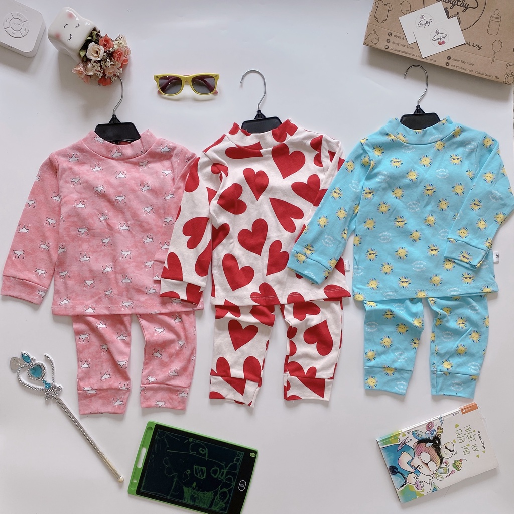 Bé gái Set 3 bộ dài tay cổ 3 phân thu đông cho bé gái xuất dư 100% ...