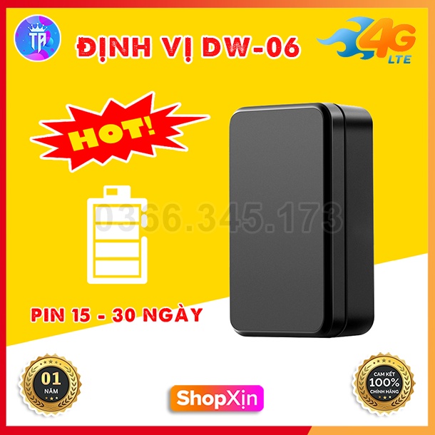 Định Vị Xe Máy Ô Tô Không Dây DW-06 Thông Minh - Pin Trâu 6000mAh Sử Dụng 30 Ngày - Cập Nhật Vị Trí Liên Tục Chính Xác