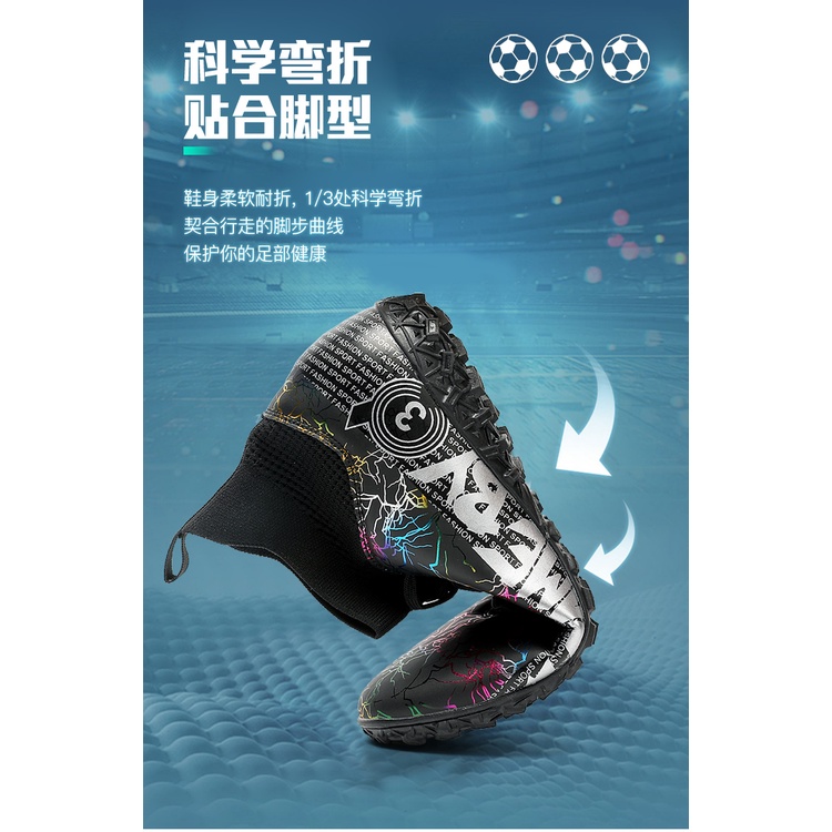 Giày Đá Banh Sân Cỏ Nhân Tạo Chống Trượt Trọng Lượng Nhẹ Thoáng Khí Có Gai Dài Phong Cách Mới Size 33