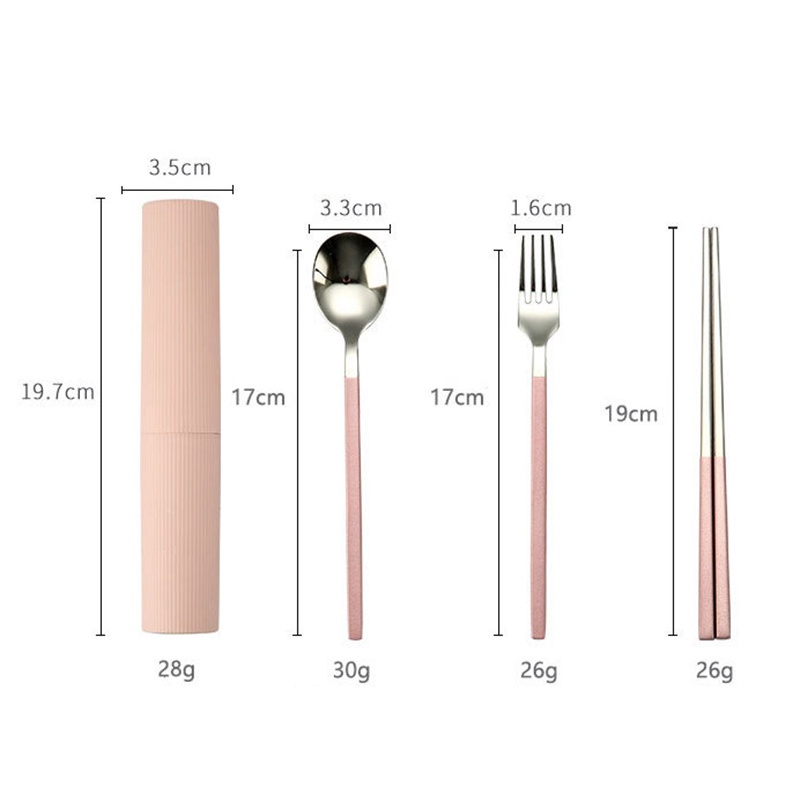 Bộ Dụng Cụ Ăn Bằng Thép Không Gỉ Gồm 3 Món Kèm Hộp Đựng Tiện Dụng JP5