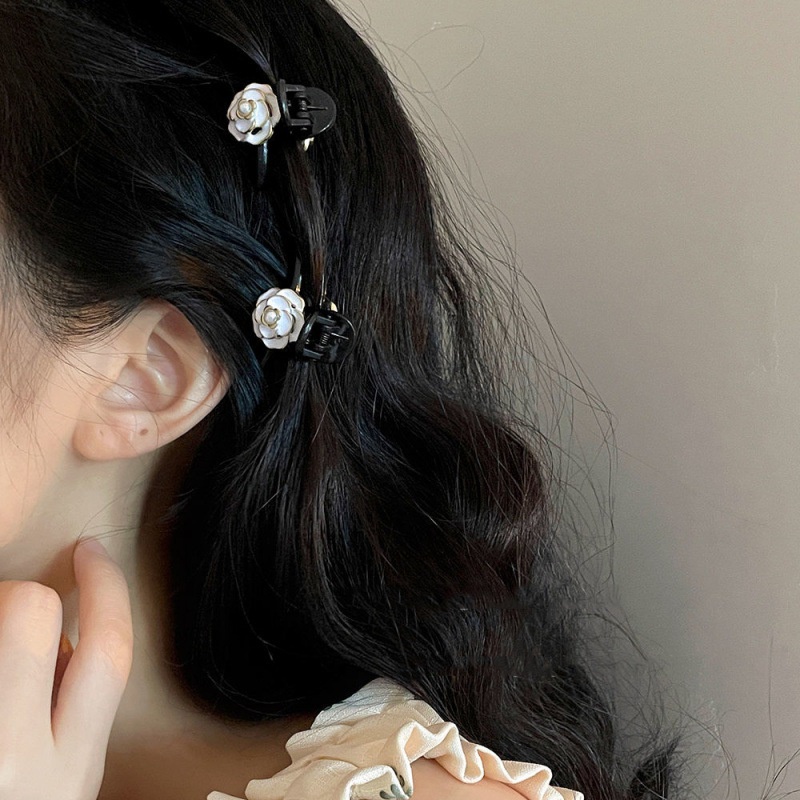 1 Kẹp Tóc Hình Hoa Trà Đính Ngọc Trai Nhân Tạo Phong Cách Hàn Quốc Thời Trang