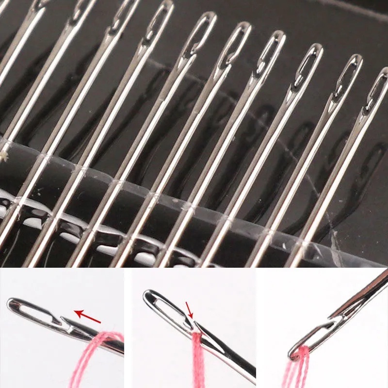 Kim Khâu Hai Mặt Bằng Thép Không Gỉ Kèm Hộp Đựng