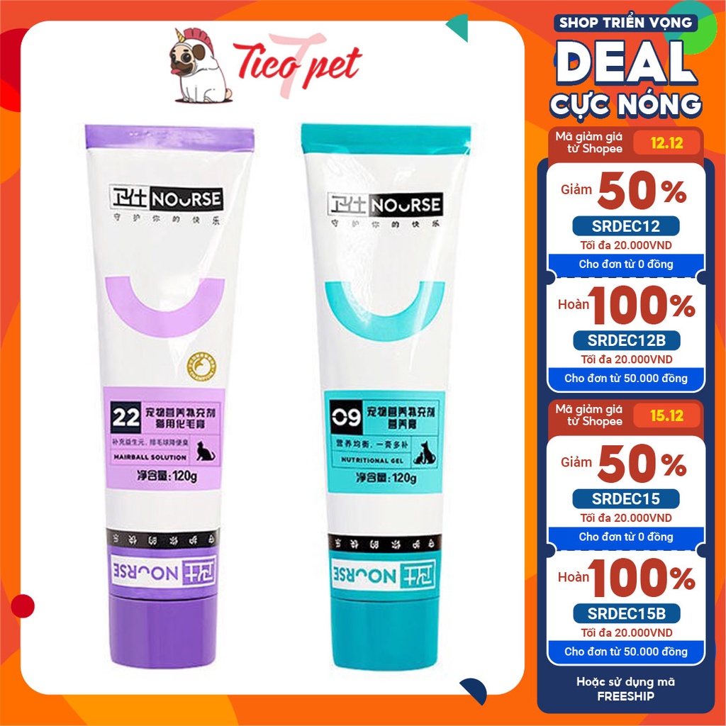 Nourse 09 Nourse 22 Gel dinh dưỡng Tiêu Búi Lông cho thú cưng TICOPET