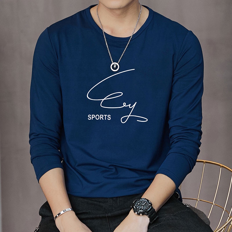 Áo Thun Tay Dài Cổ Tròn Thoáng Khí In Họa Tiết Thời Trang Cho Nam